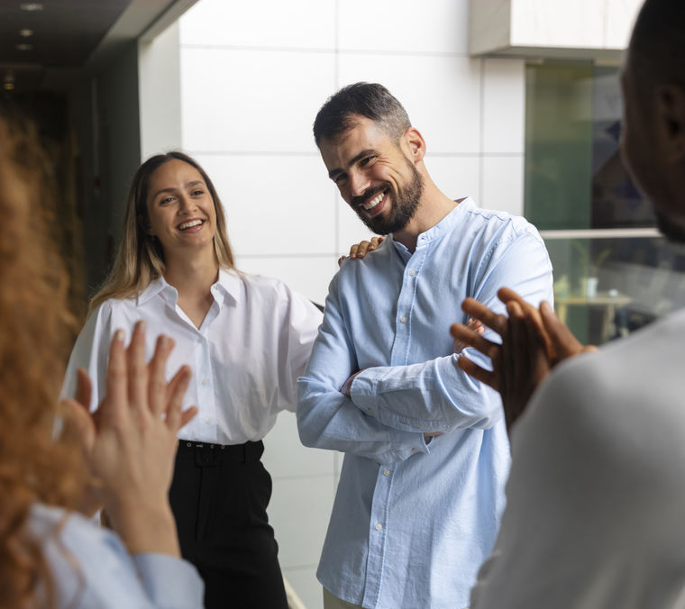 Person expressing appreciation their workmates