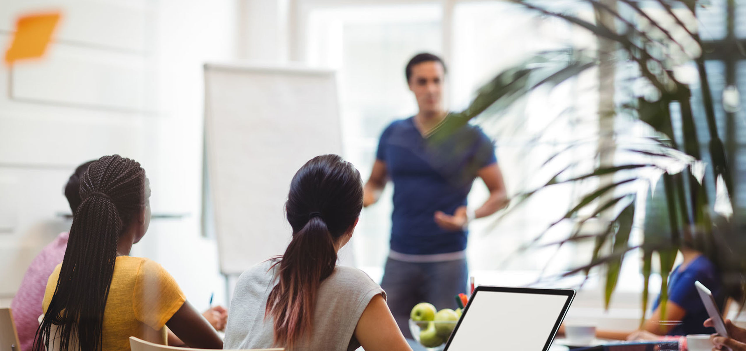 Business executives using laptop
