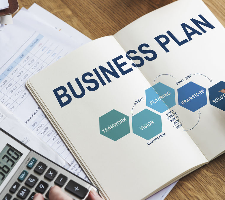 Business plan strategy development process graphic concept